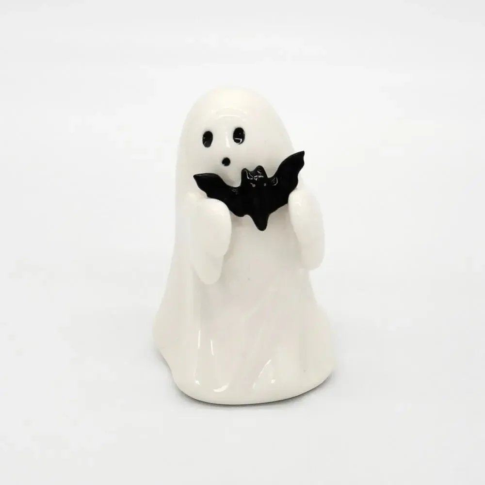 Set of 3 Target Hyde & Eek Ceramic Ghost w/ Pink Pumpkin Bat & Cat Halloween NEW